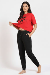 Zivame 2 Mile Fashion Knit Cotton Loungewear Set - Black Beauty — thumbnail 3